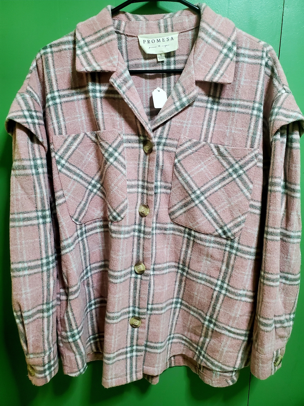 Promesa Dusty Pink Plaid Button-Front Shacket